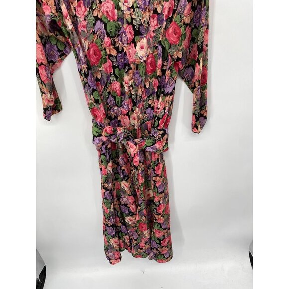 Carole Little Vintage Maxi Prairie Floral Dress Peplum Tied DROP Waist Front SIZ - Picture 2 of 6